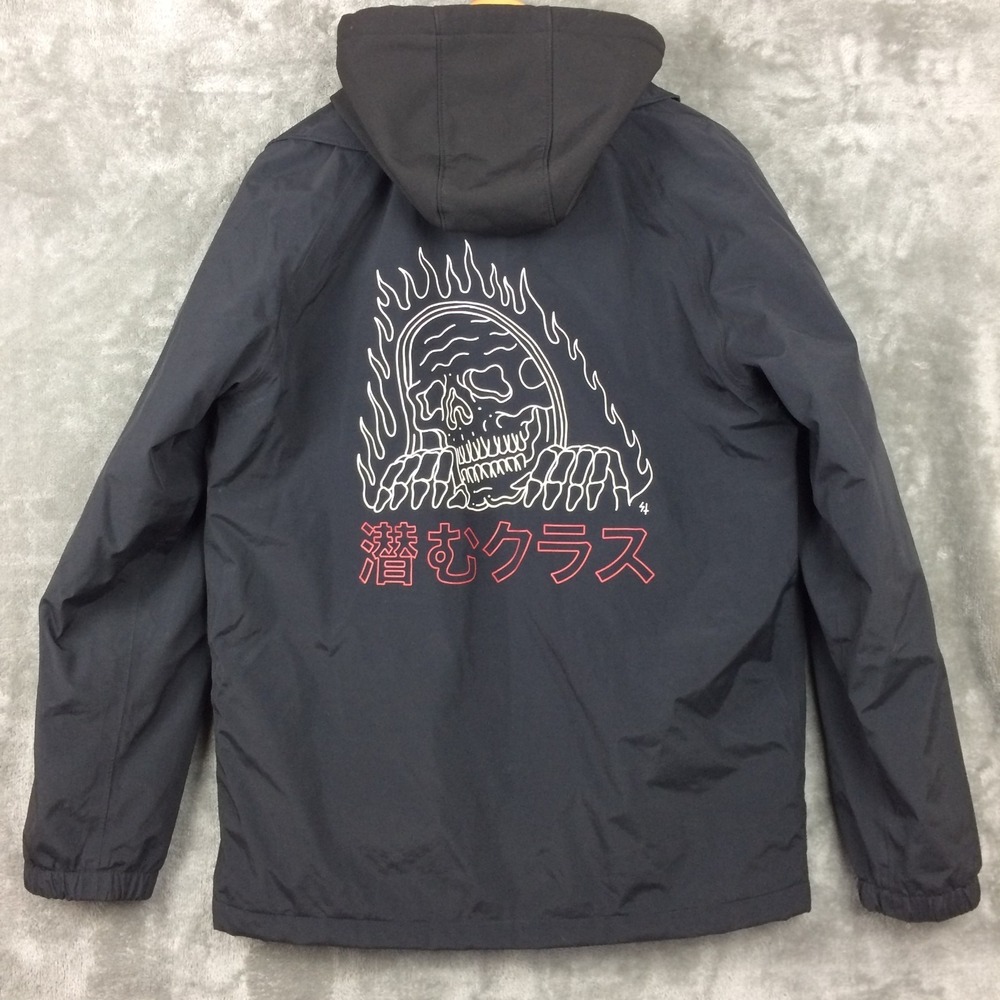Lurking Class Hooded Bomber Jacket Mens Medium Black‎ Skater Skulls Sketchy Tank